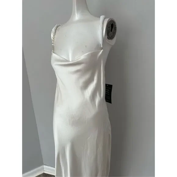 NWT Retrofete Cowl Neck Open Back Pearl Strap Electra Maxi Dress White Medium $5 - Picture 10 of 13